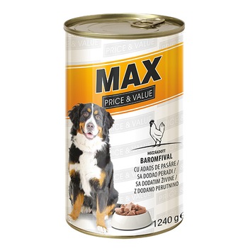 Hrana umeda pentru caini cu aroma de pasare 1240 g, Max Hrana umeda pentru caini cu aroma de pasare 1240 g, Max
