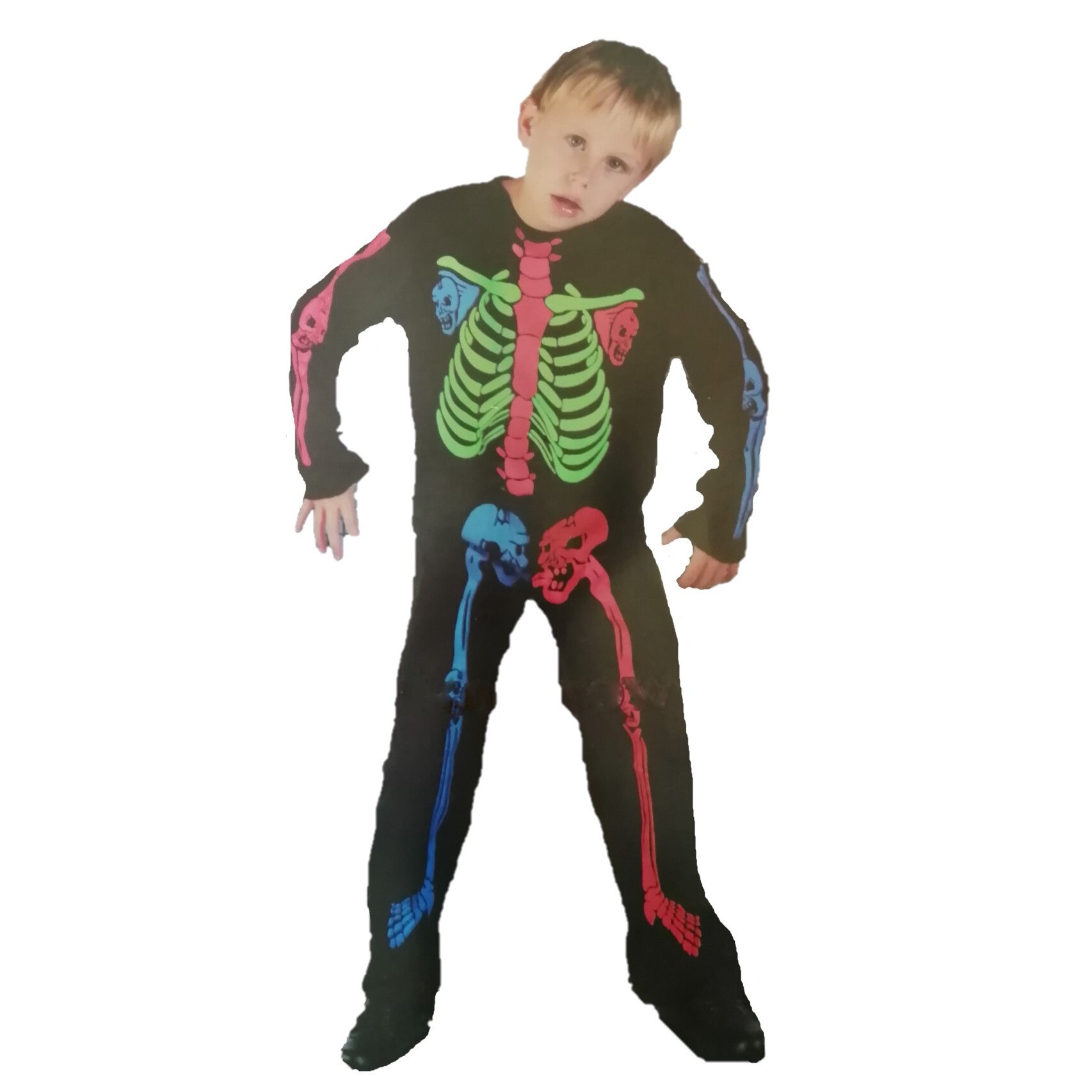 Costum Schelet , baiat copii 7 - 11 ani , multicolor, poliester