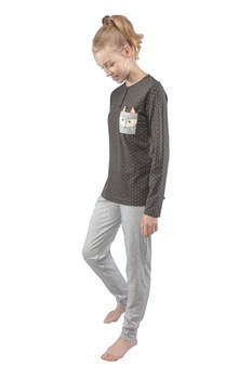 Set pijama cu buline si buzunar vulpe (2 piese), Gisela 2/1535 Set pijama cu buline si buzunar vulpe (2 piese), Gisela 2/1535