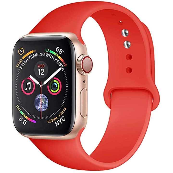 Szilikon prémium MTP szíj 44 mm, S-es méretű Rose Red Apple Watchhoz