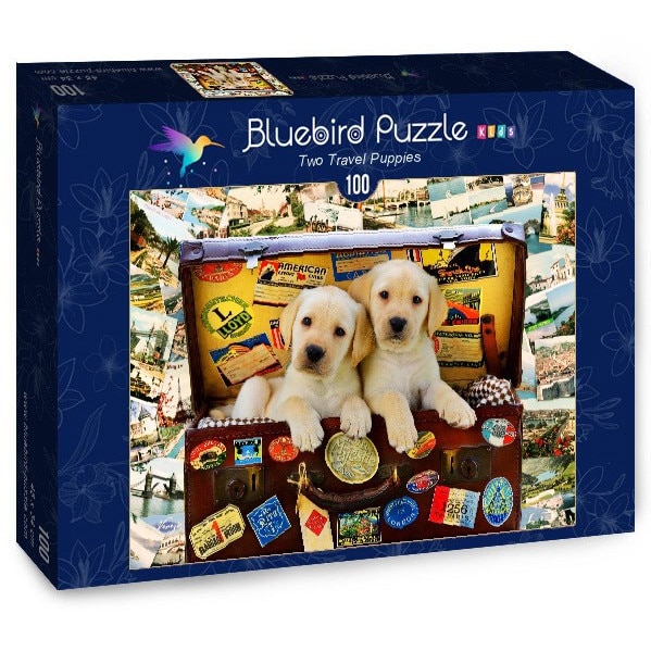 Puzzle Bluebird - Two Travel Puppies, 100 piese (70398)