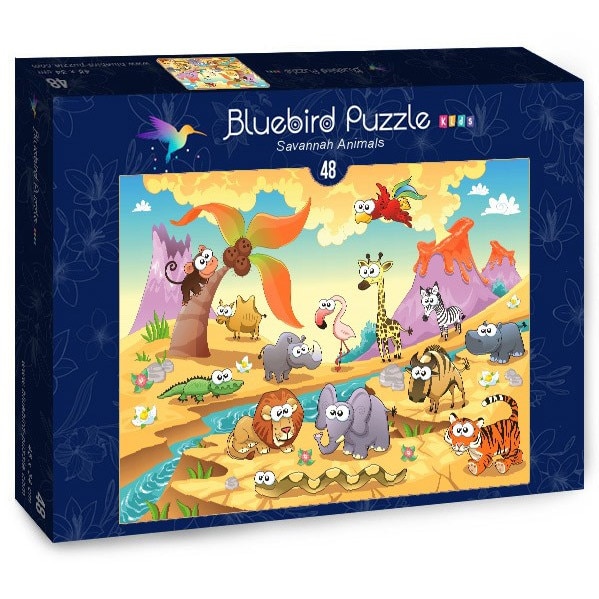 Puzzle Bluebird - Savannah Animals, 48 piese (70364)