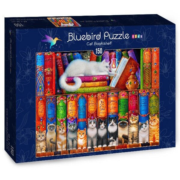 Puzzle Bluebird - Cat Bookshelf, 150 piese (70396)