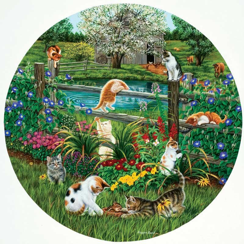 Puzzle rotund SunsOut - Cats at Play, 500 piese (Sunsout-45876