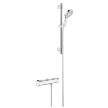 Set de dus cu baterie cu termostat Grohe Grohtherm 34281001, bara dus 60 cm, Crom Set de dus cu baterie cu termostat Grohe Grohtherm 34281001, bara dus 60 cm, Crom