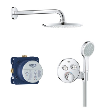 Sistem de dus Grohe Grohtherm SmartControl 347430000, baterie cu termostat, butoane push and turn, para dus, furtun 1.25 m, Crom Sistem de dus Grohe Grohtherm SmartControl 347430000, baterie cu termostat, butoane push and turn, para dus, furtun 1.25 m, Crom