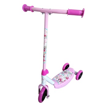 Trotineta cu 3 roti roz cu model unicorn pentru fete, din metal si plastic, de la 2 ani la 7 ani , ATS Trotineta cu 3 roti roz cu model unicorn pentru fete, din metal si plastic, de la 2 ani la 7 ani , ATS