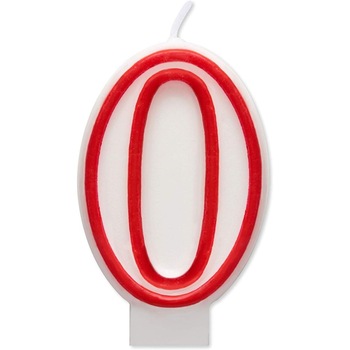 Lumanare Aniversara cu Cifra 0, Lungime 70 mm, Alb/Rosu Lumanare Aniversara cu Cifra 0, Lungime 70 mm, Alb/Rosu