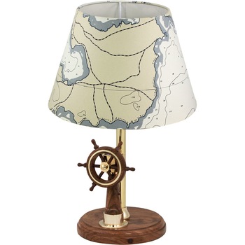Lampa Sea Club cu timona, abajur de iuta,soclu E 14, H 39cm Lampa Sea Club cu timona, abajur de iuta,soclu E 14, H 39cm