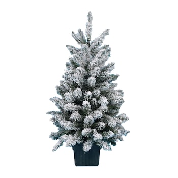 Brad artificial in ghiveci Kring Deluxe, cu aspect nins, ace 3D, 90 cm, Alb Brad artificial in ghiveci Kring Deluxe, cu aspect nins, ace 3D, 90 cm, Alb