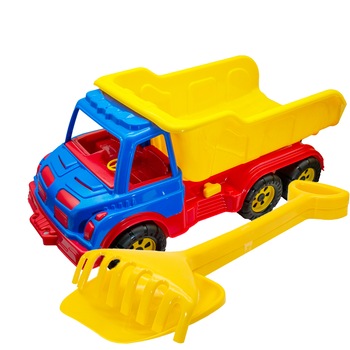 Camion cu lopata si grebla Galben , lungime 60 cm , Robentoys® Camion cu lopata si grebla Galben , lungime 60 cm , Robentoys®