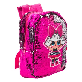 Ghiozdan LOL roz cu paiete reversibile Ghiozdan LOL roz cu paiete reversibile