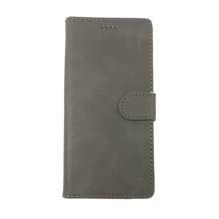 Husa compatibila cu Samsung Note 10 tip toc imitatie din piele, Gri