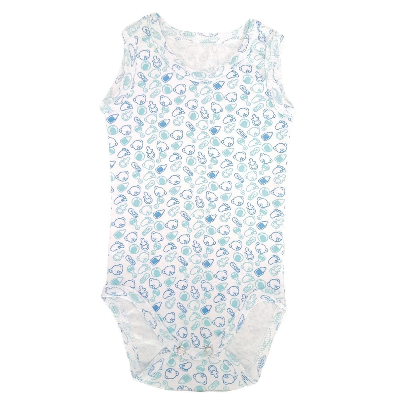 Body tip maiou din tricot bumbac imprimat, Mic Pitic BD3 B, Bleu