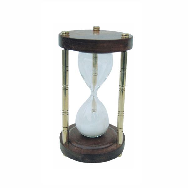 Clepsidra Sea Club cu 3 coloane din alama, terminatii de lemn, 5 minute, H 15cm