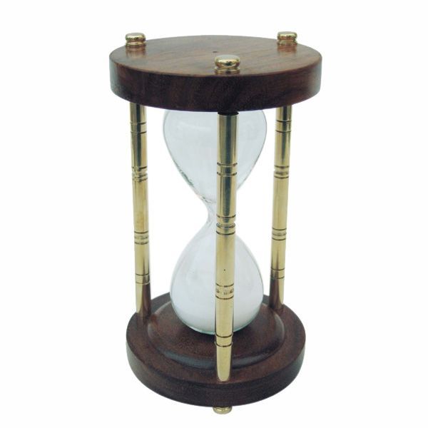 Clepsidra Sea Club din lemn si coloane de alama, 15 minute, H 15cm