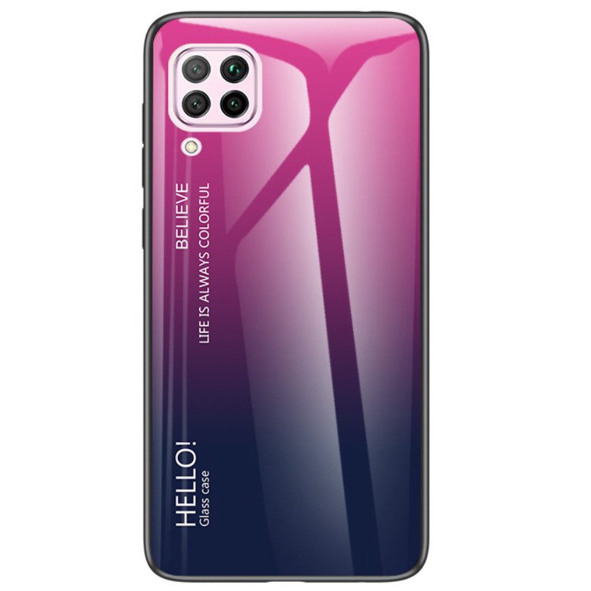 Husa Huawei P40 Lite Glass Rainbow Gradient Roz / Navy