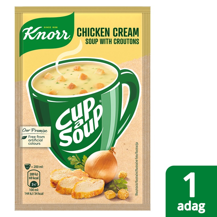 Knorr Cup a Soup csirkekrémleves zsemlekockával, 16 g