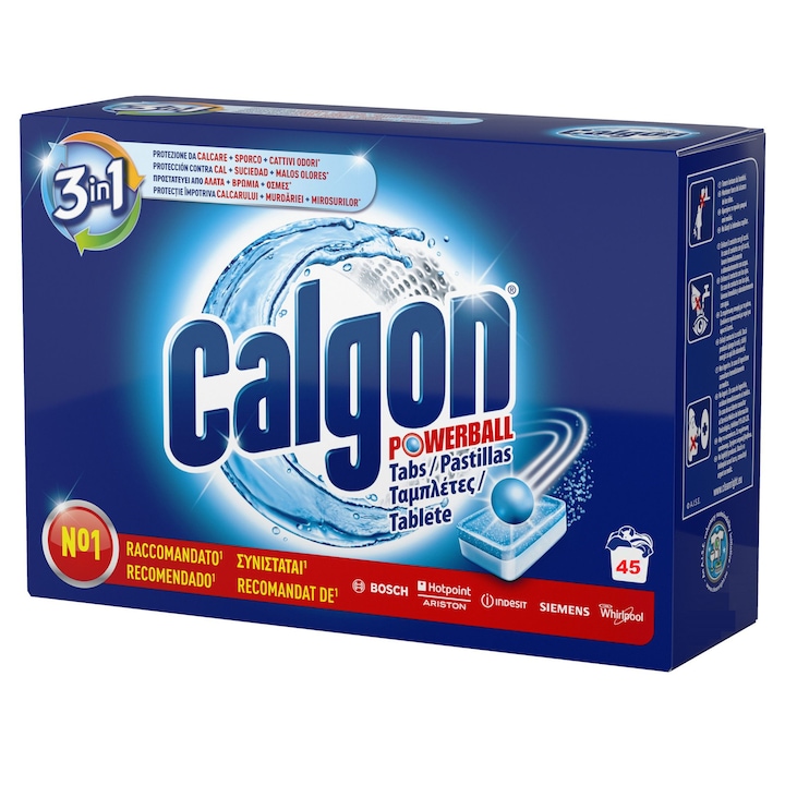 Detergent Anticalcar CALGON 3in1 The Happy End, 45 Tablete