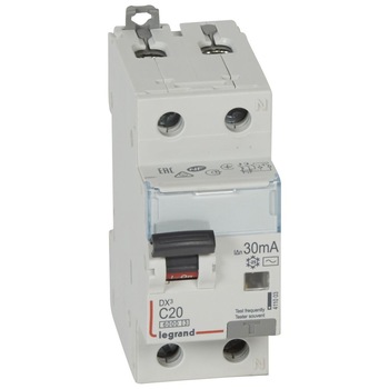 Intreruptor Automat Diferential Combinat 20A 1P+N C 30mA AC 6kA 2MW - LEGRAND DX3 Intreruptor Automat Diferential Combinat 20A 1P+N C 30mA AC 6kA 2MW - LEGRAND DX3
