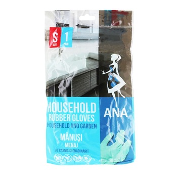 Manusi menaj si gradinarit din latex cu interior de bumbac, ANA, marimea S, 1 pereche Manusi menaj si gradinarit din latex cu interior de bumbac, ANA, marimea S, 1 pereche