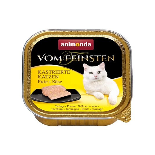 Hrana umeda pentru pisici Vom Feinsten Castrate Branza + Curcan 100g