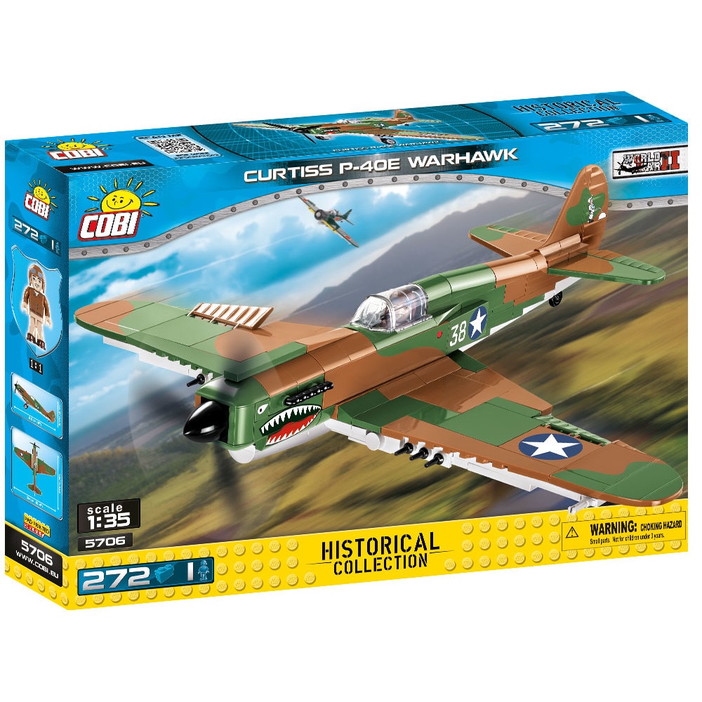 Set de constructie Cobi, WWII Planes, CURTISS P-40E WARHAWK, 272piese