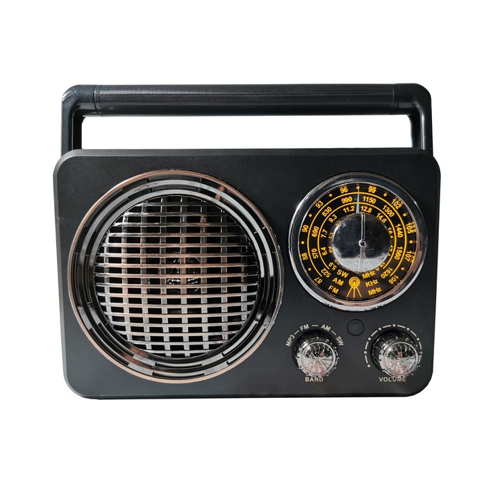 Radio Portabil elSales MD-1173 , Difuzor 8 cm , Bluetooth , USB , MicroSD , Auxiliar , Acumulator Integrat , Negru