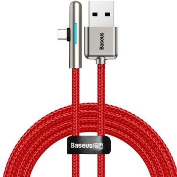 Cablu de date USB-C Baseus Iridescent CAT7C-B09 40W 480Mb/s, 1m, rosu, luminat Cablu de date USB-C Baseus Iridescent CAT7C-B09 40W 480Mb/s, 1m, rosu, luminat
