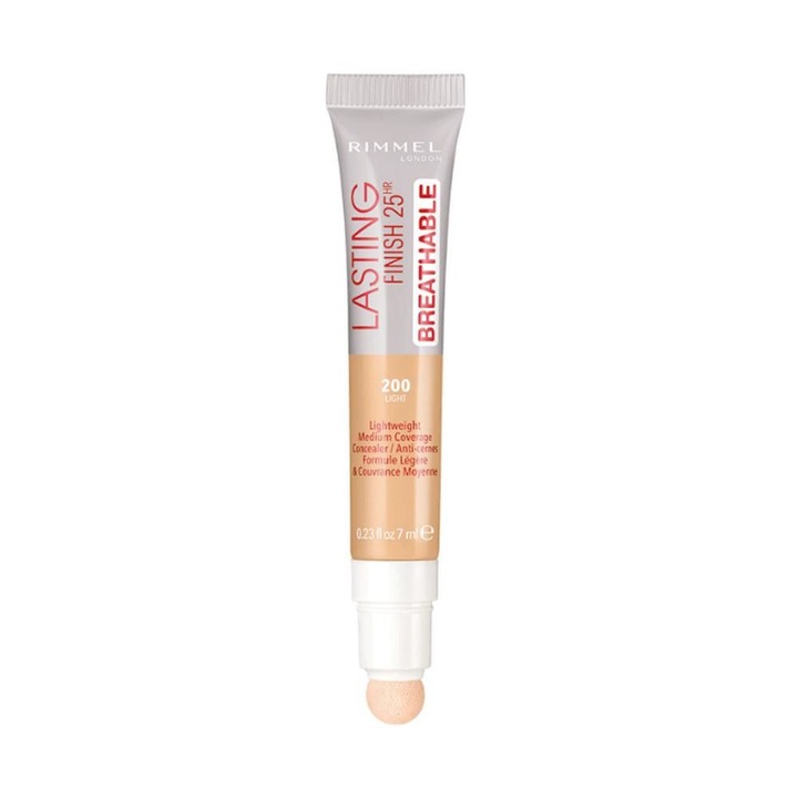 Rimmel London Lasting Finish 25H Légáteresztő korrektor, púdermentes, 200 Light, 7 ml