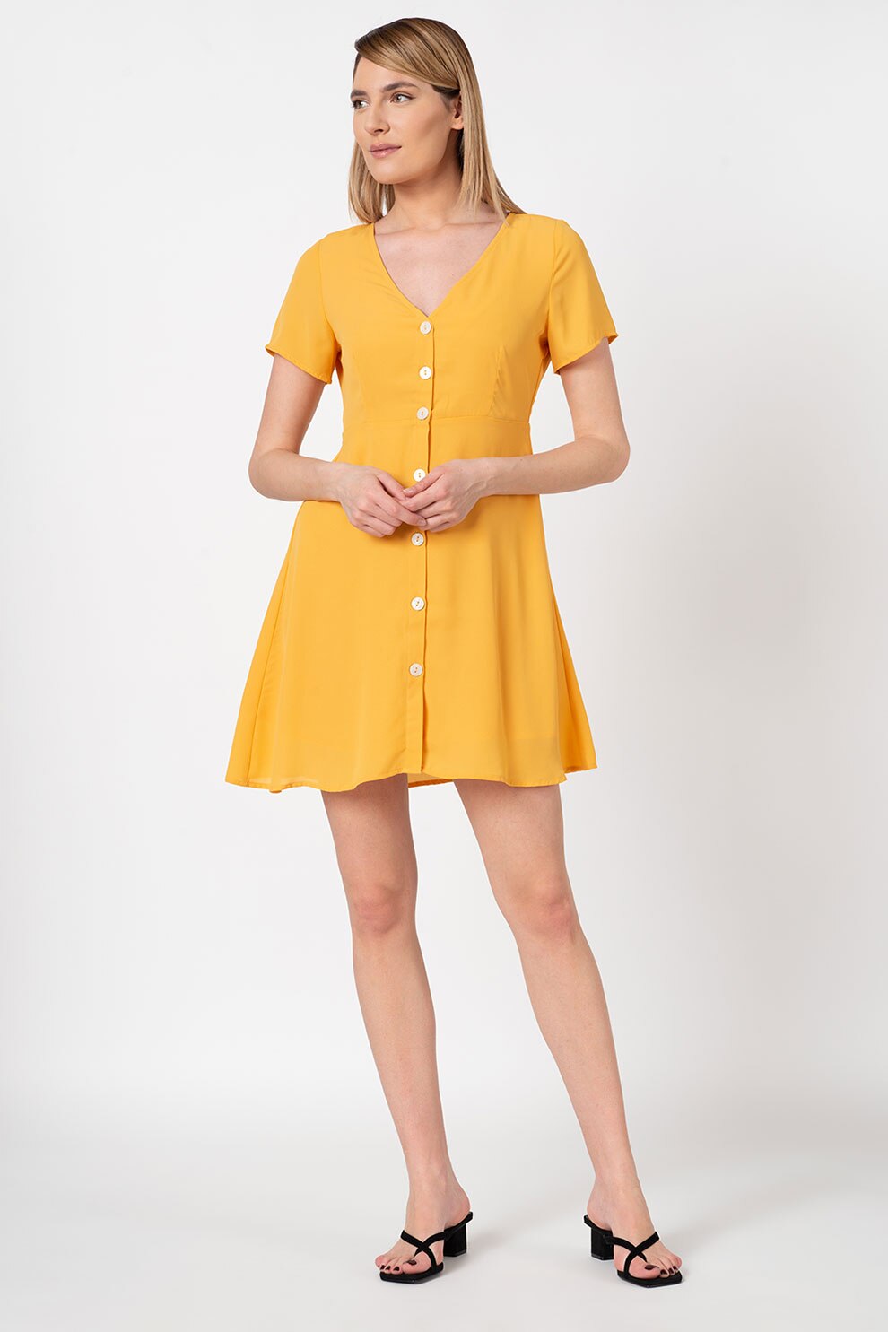 Only, Rochie mini evazata Alma, Galben sofran