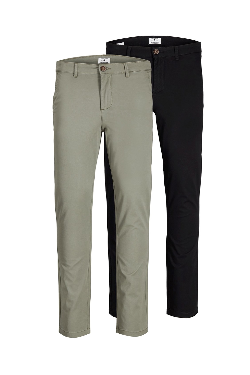 Jack&Jones, Pantaloni chino slim fit - 2 perechi, Negru/Kaki