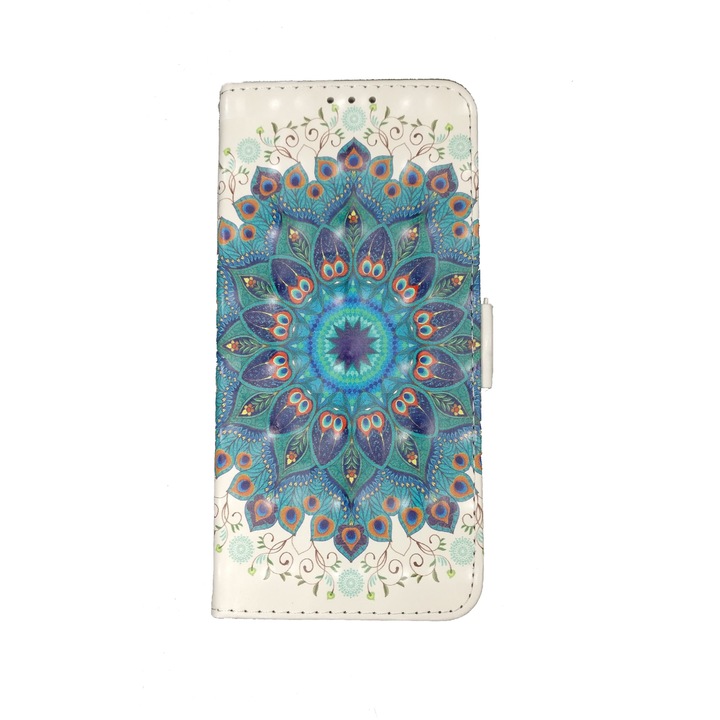 Husa compatibila cu Samsung Galaxy A6 Plus 2018, tip toc, imitatie din piele, desen Mandala