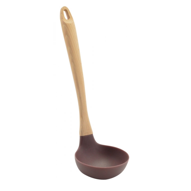 Polonic din silicon cu maner lemn, 29cm,Perfect Home