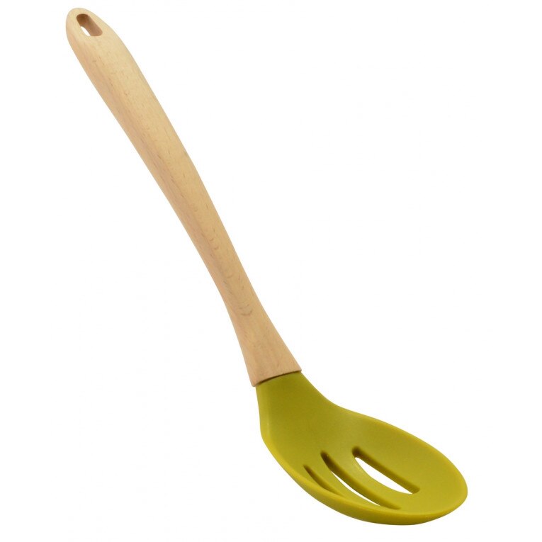 Lingura gaurita cu maner lemn, silicon 32cm,Perfect Home