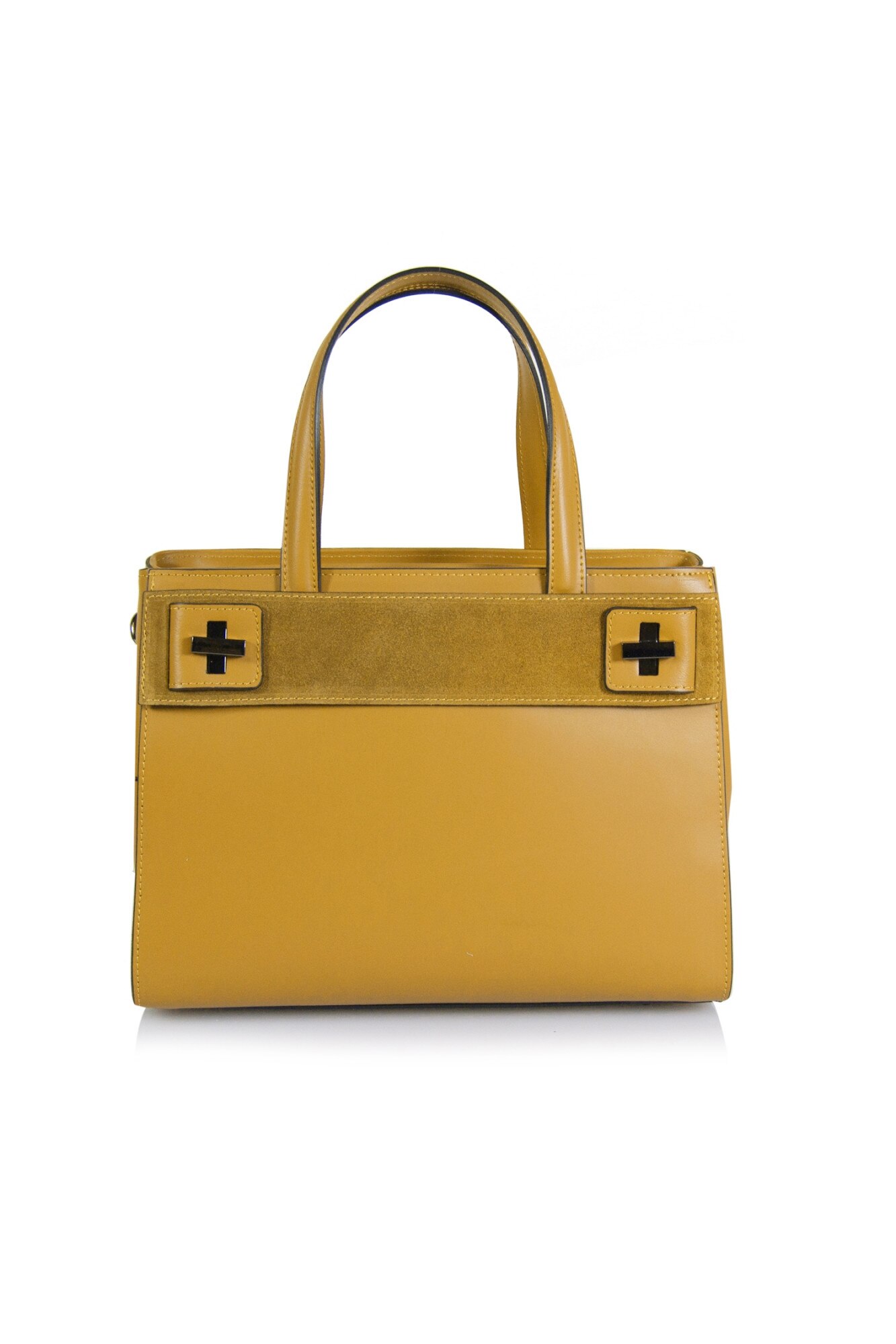 Geanta din piele, Emilio Masi, Bologna, 66C018, Galben, 31x24x14cm