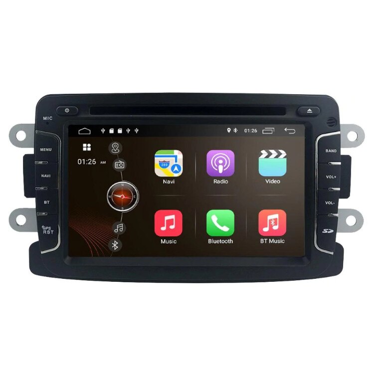 Navigatie Dedicata Android 9.1 GPS cu DVD-Player Pentru Dacia Logan, Duster, Sandero, Dokker, Lodgy Dupa 2012+ Procesor Quad-Core, Memorie 16GB Stocare + 2GB DDR3 RAM, Display 7