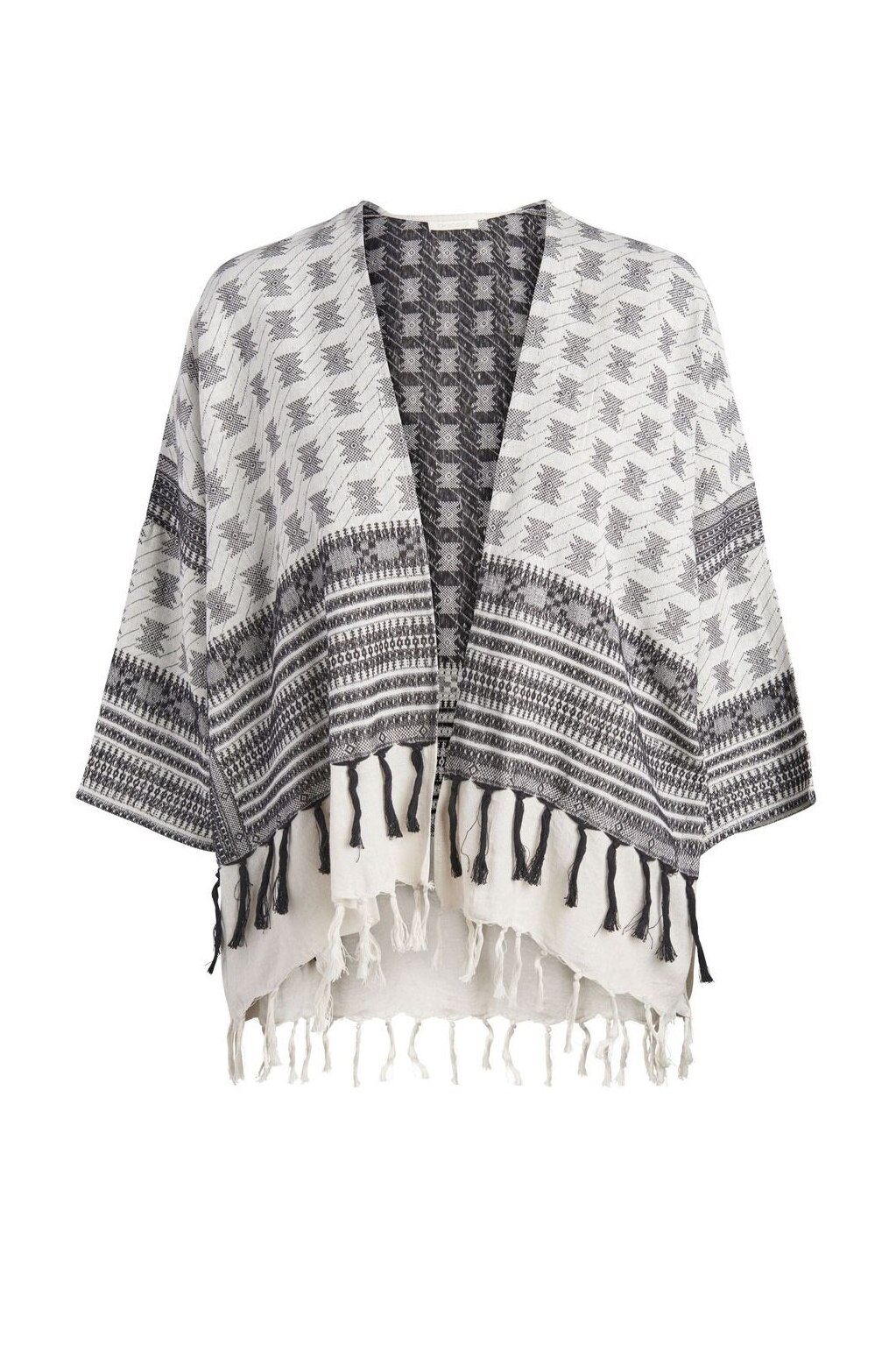 Sacou cardigan, Pieces, Onesize, Negru/Alb, One Size