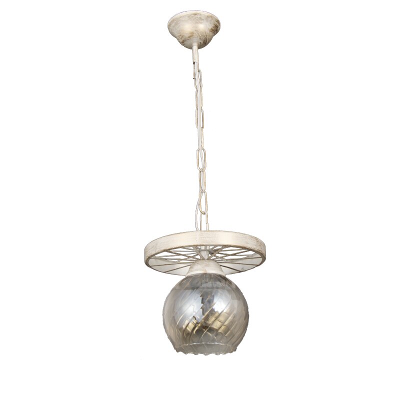 Suspensie BUSSY LIGHTING 0358 Barok ,Loft design ,1xE27, Diametru 19cm, H=55cm, metal,finisaj patina alba / sticla