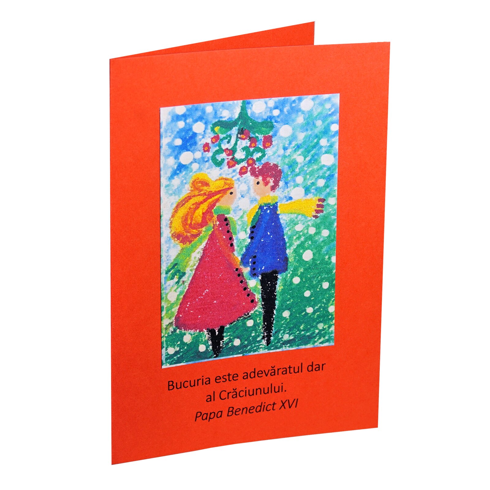 Felicitare de craciun, handmade, Regalo - Bucuria, 15 cm