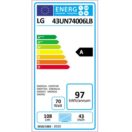 Televizor LG 43UN74003LB, 108 cm, Smart, 4K Ultra HD, LED, Clasa A