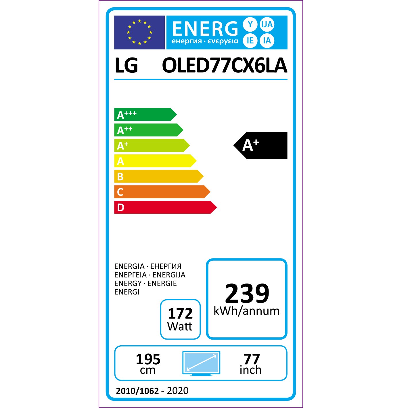 Televizor LG OLED77CX3LA, 195 cm, Smart, 4K Ultra HD, OLED, Clasa G