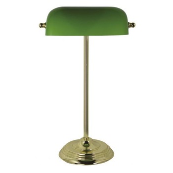 Lampa de birou Sea Club din alama, abajur din sticla verde, soclu E27,H 46cm Lampa de birou Sea Club din alama, abajur din sticla verde, soclu E27,H 46cm