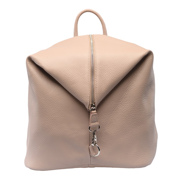 Rucsac dama, piele, Toro Nero, Zip and glow pale pink