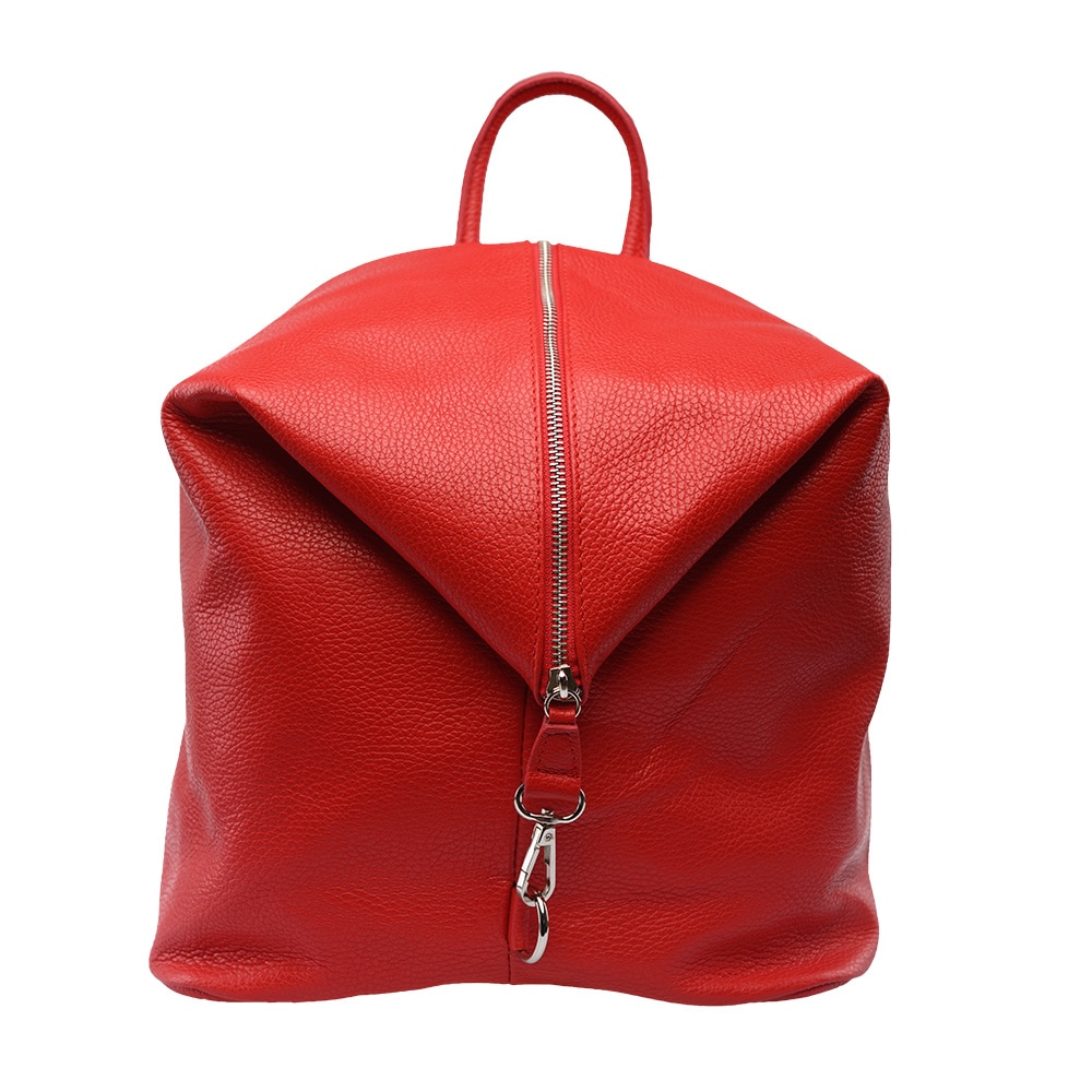 Rucsac dama,piele,Toro Nero,Zip and glow red