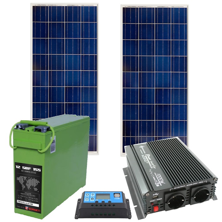 Kit Solar Fotovoltaic 12v 280 wp 190ah-12v cu 2x Panou Fotovoltaic Policristalin 140 W 36 celule