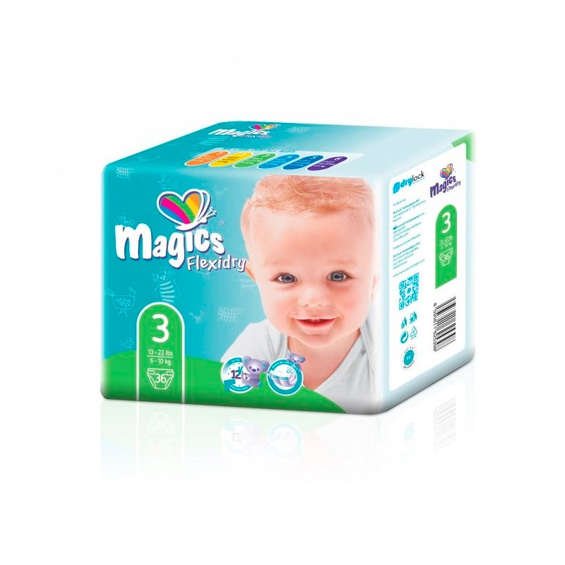 Scutece Magics Flexidry Marime 3 Midi, 6-10kg, 36 bucati