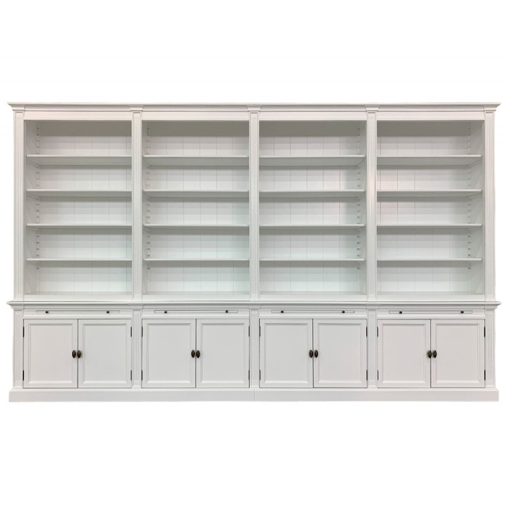 Biblioteca lemn masiv, Ral 9010, 400 x 40 x 240 cm, model MC 60