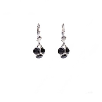 Cercei Argint DaviCrystals cu cristale cu leverback si carcasa argint, trifoi mic jet Cercei Argint DaviCrystals cu cristale cu leverback si carcasa argint, trifoi mic jet