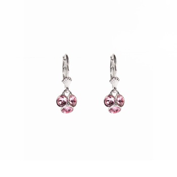 Cercei Argint DaviCrystals cu cristale cu leverback si carcasa argint, trifoi mic light rose Cercei Argint DaviCrystals cu cristale cu leverback si carcasa argint, trifoi mic light rose